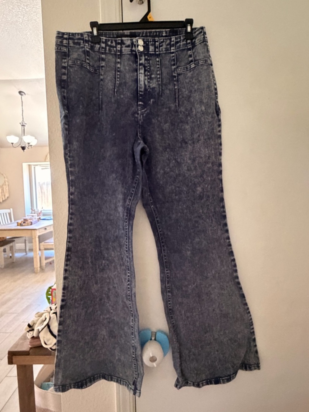 Forever 21 Acid Wash Black Flare Jeans